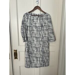 M.M. LaFleur Cubist Jacquard Estuko Sheath Dress Womens Size 14 Black Ivory
